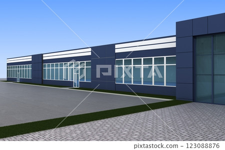 3d render exterior mall, exterior visualization, 3D illustration 123088876