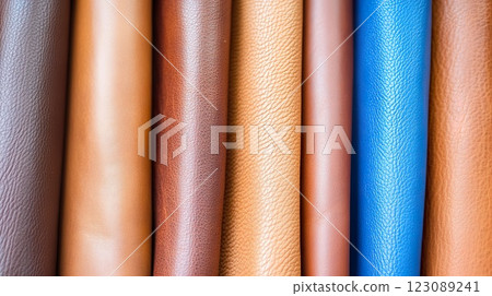 Colorful array of leather textures in various shades and colors. Colorful array of leather textures in various shades and colors. 123089241