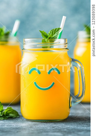 Refreshing tropical fruit juices infused with pineapple and mango create a vacation vibe 123089398