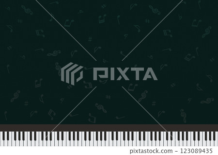 鋼琴鍵與音符圖案背景在綠色黑板上 123089435