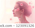 Spring double exposure image: cherry blossoms and young woman's profile Spring double exposure image: cherry blossoms and young woman's profile 123091326