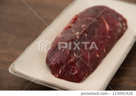 Close-up of whale meat (red meat) Close-up of whale meat (red meat) 123091426