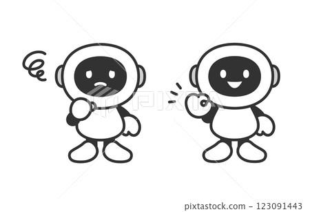 Set of AI robots posing with worries and OK signs [Vector illustration material] 123091443