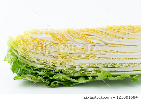 Close-up of a cross section of cut Chinese cabbage Close-up of a cross section of cut Chinese cabbage 123091584
