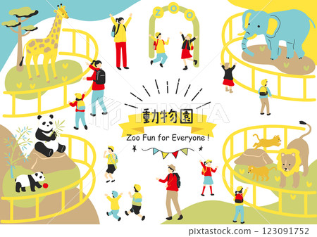 Children having fun at the zoo 123091752