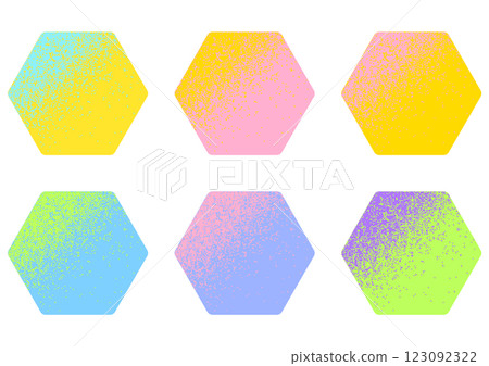 粗略的漸變。六角形套裝。美柔汀風格。 粗略的漸變。六角形套裝。美柔汀風格。 123092322