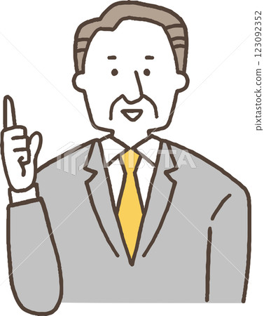 Senior man in a suit giving an explanation Monochrome 123092352