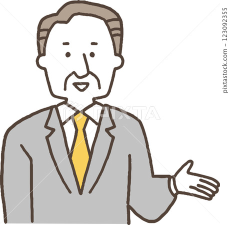 Senior man in a suit giving directions Monochrome 123092355