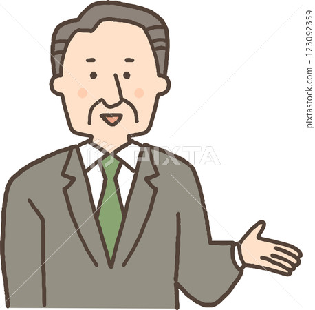 Senior man in a suit giving directions Senior man in a suit giving directions 123092359