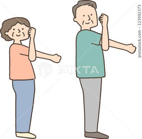 Senior couple stretching 123092373