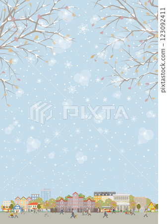 冬季城市景觀插圖。 冬季城市景觀插圖。 123092411