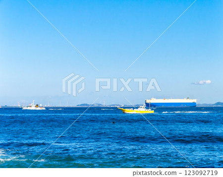 A refreshing view of Tokyo Bay from Yokosuka Kannonzaki in early winter 123092719