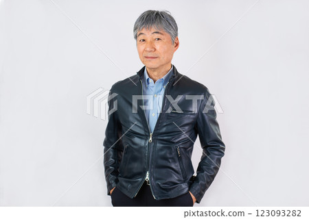 Senior man leather jacket Senior man leather jacket 123093282