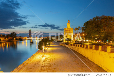 The famous Golden Tower in Seville at sunset. 123093323