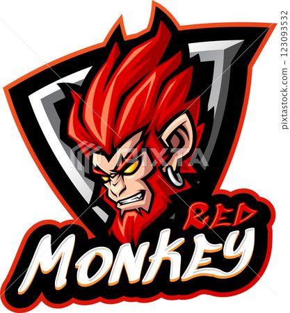 Red monkey esport mascot Red monkey esport mascot 123093532