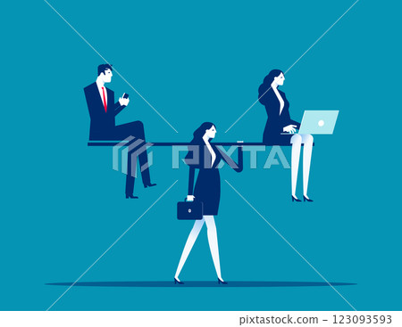 Employee carry boss go forward. Business Capitalism and Labor vector flat style Employee carry boss go forward. Business Capitalism and Labor vector flat style 123093593
