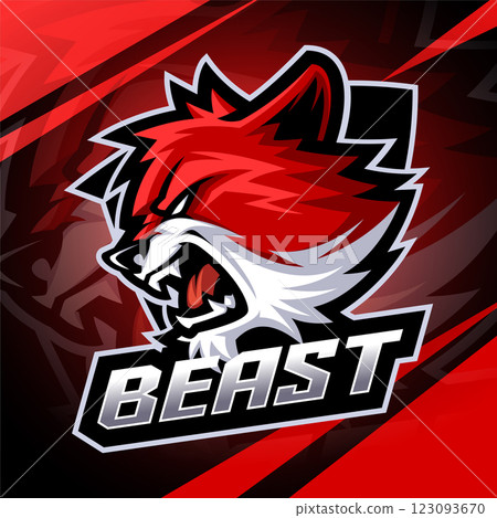 Beast head esport mascot logo design 123093670