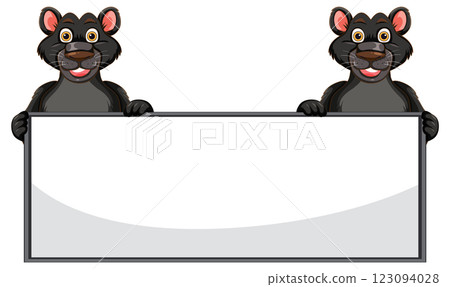 Cartoon Rats Holding Blank Sign Cartoon Rats Holding Blank Sign 123094028