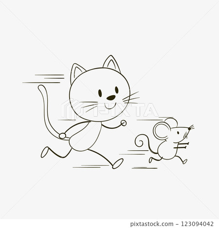 Cat and Mouse Running Together Cat and Mouse Running Together 123094042