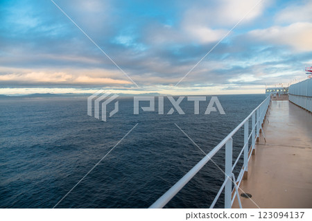 [The deck and bridge of the Sanfurafurano as it sails north on the open sea] 123094137