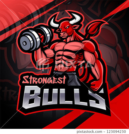 Strongest bulls esport mascot logo design 123094230