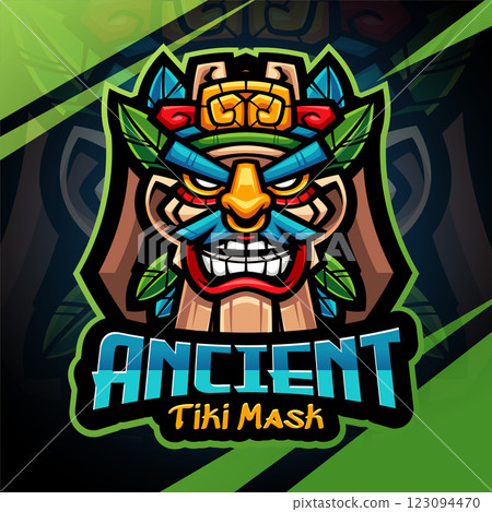 Tiki mask esport mascot logo design Tiki mask esport mascot logo design 123094470