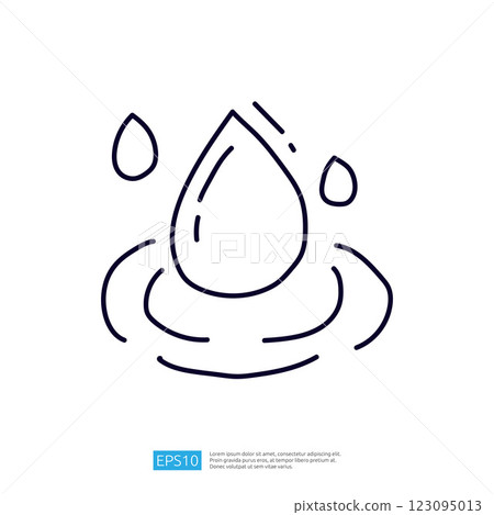 A simple line drawing of a water droplet with splashes, symbolizing water and its importance. A simple line drawing of a water droplet with splashes, symbolizing water and its importance. 123095013
