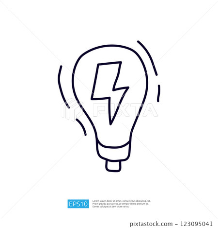 A simple line drawing of a light bulb featuring a lightning bolt inside, symbolizing energy or ideas. A simple line drawing of a light bulb featuring a lightning bolt inside, symbolizing energy or ideas. 123095041