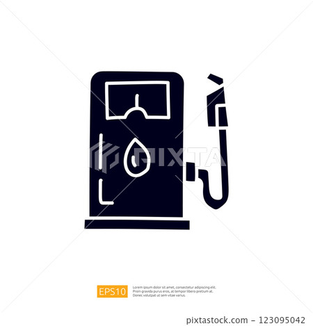 A simple graphic illustration of a gas pump, depicting a fuel dispenser with a nozzle, symbolizing refueling vehicles. A simple graphic illustration of a gas pump, depicting a fuel dispenser with a nozzle, symbolizing refueling vehicles. 123095042
