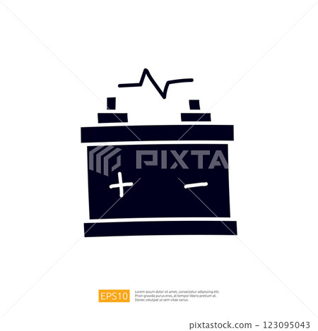 A simple illustration of a battery, depicting positive and negative terminals, symbolizing energy storage and electrical power. A simple illustration of a battery, depicting positive and negative terminals, symbolizing energy storage and electrical power. 123095043