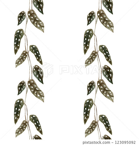 Seamless tropical begonia leaves pattern. Watercolor. Hand painted jungle leaf wallpaper, wrapping paper, fabric design Seamless tropical begonia leaves pattern. Watercolor. Hand painted jungle leaf wallpaper, wrapping paper, fabric design 123095092