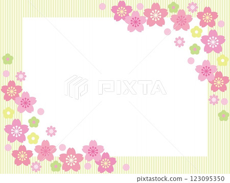 Cherry blossom frame stripe white space 123095350
