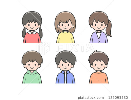 一套 6 個十幾歲的男孩和女孩的圖標 123095380