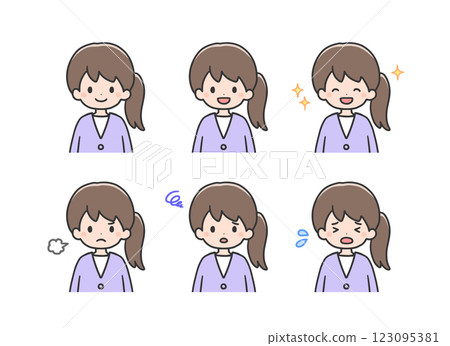 Icon set of girls with various expressions 123095381
