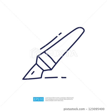 A simple line drawing of a fountain pen, illustrating the concept of writing or drawing. 123095400