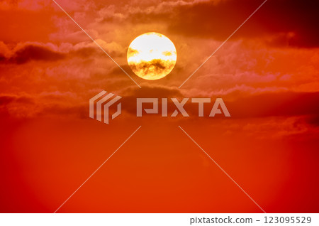Vibrant Orange Sunset over Tamsui River, Taiwan. Vibrant Orange Sunset over Tamsui River, Taiwan. 123095529