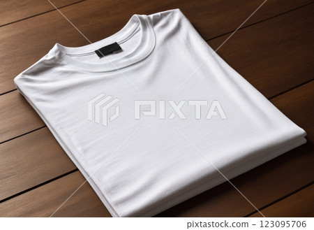 A minimalist t-shirt design, featuring a clean and simple aesthetic. The t-shirt is plain with subtle details, focusing on neutral colors like white, black, or gray, with smooth fabric textures. A minimalist t-shirt design, featuring a clean and simple aesthetic. The t-shirt is plain with subtle details, focusing on neutral colors like white, black, or gray, with smooth fabric textures. 123095706