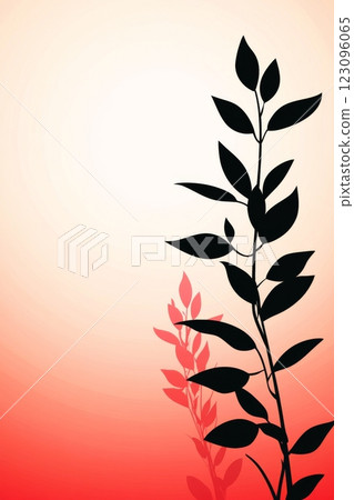 Silhouetted plant leaves against a gradient background at sunset Silhouetted plant leaves against a gradient background at sunset 123096065