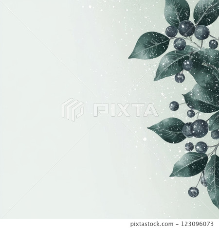 Botanical illustration of berries and leaves on a soft background 123096073