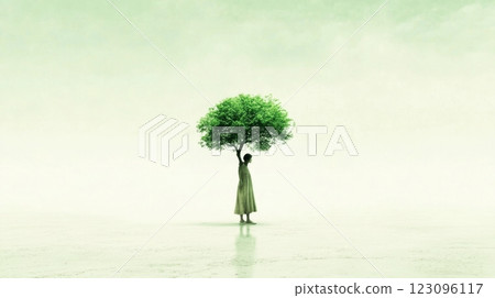Woman's body as tree in surreal nature art 123096117