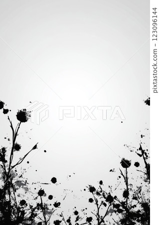 Black splashes and floral silhouettes create abstract art 123096144