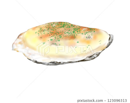 牡蠣焗烤手繪插圖 123096313