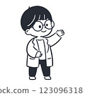 一個穿著白大褂的男孩的示範插圖 123096318