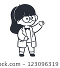 穿著白大褂的女孩的示範插圖 123096319