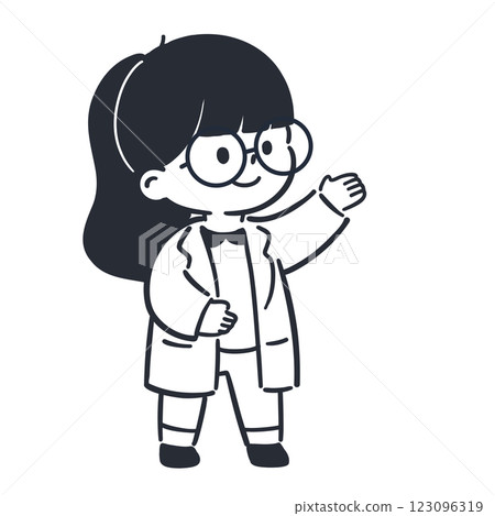 穿著白大褂的女孩的示範插圖 穿著白大褂的女孩的示範插圖 123096319