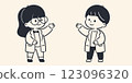 穿著白大褂的兒童的示範插圖 123096320