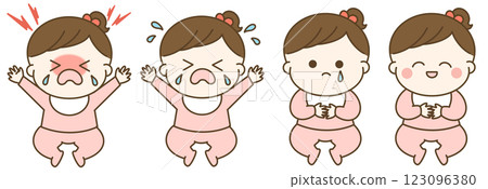 Baby girl facial expression set Baby girl facial expression set 123096380