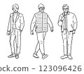 Middle-aged men's fashion full-body hand-drawn illustration 123096426