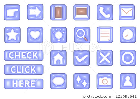 A set of cute plump basic business web icons Cute balloon inflated purple 123096641