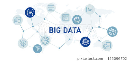 Big data large data set database aggregation large scale massive data icon set with illustration cloud database computing document analysis modern smart technology storage programming Big data large data set database aggregation large scale massive data icon set with illustration cloud database computing document analysis modern smart technology storage programming 123096702
